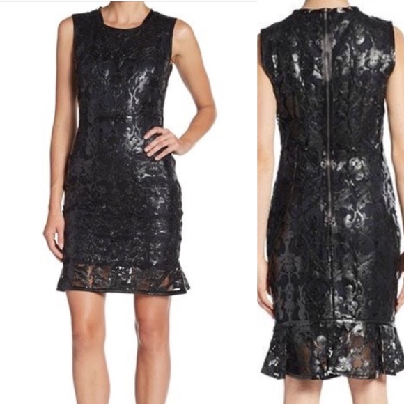 Elie Tahari “Sierra” Leather & Lace Dress - Sz 0 - Picture 8 of 8